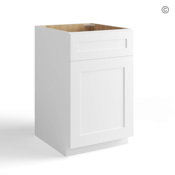 White Shaker Base Cabinet with Single Door & Drawer, white kitchen cabinets, rta cabinets