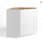 White Shaker Corner Sink Base Cabinet with False Drawer