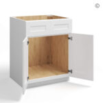 White Shaker Sink Base With Double Doors and False Drawers - Image 2