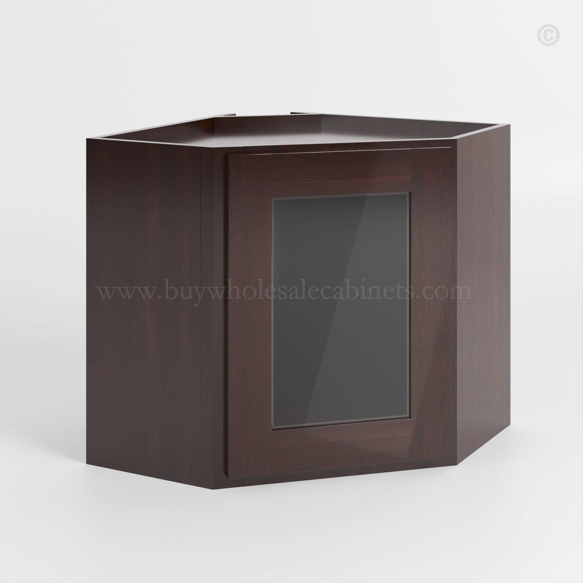 Shaker-Espresso-12x-24-Diagonal Corner-Wall-Shelf-with-Glass-Door Shaker Espresso 12x 24 Diagonal Corner Wall Shelf with Glass Door