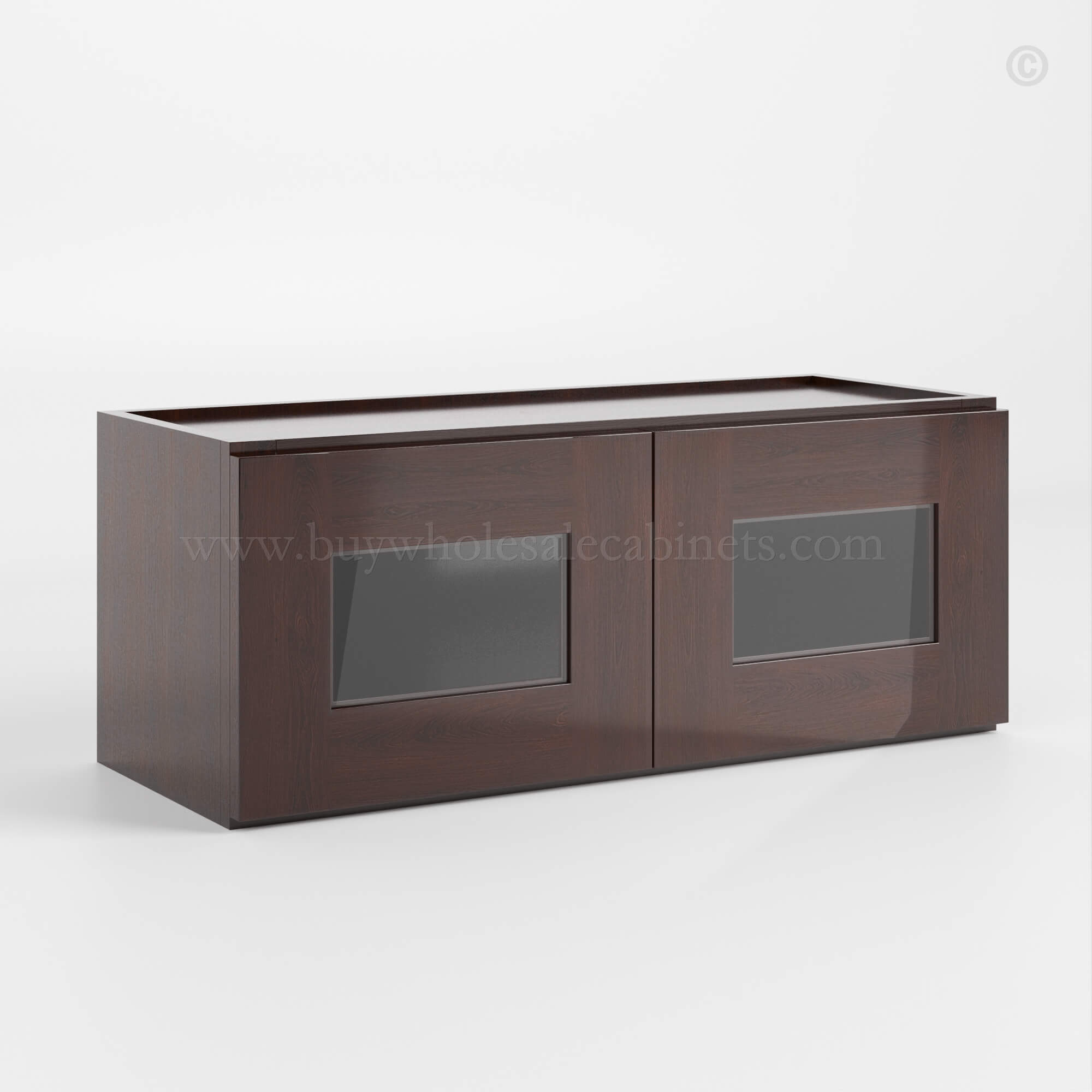 Shaker Espresso 18 H Double Door Wall Cabinet With Glass Doors