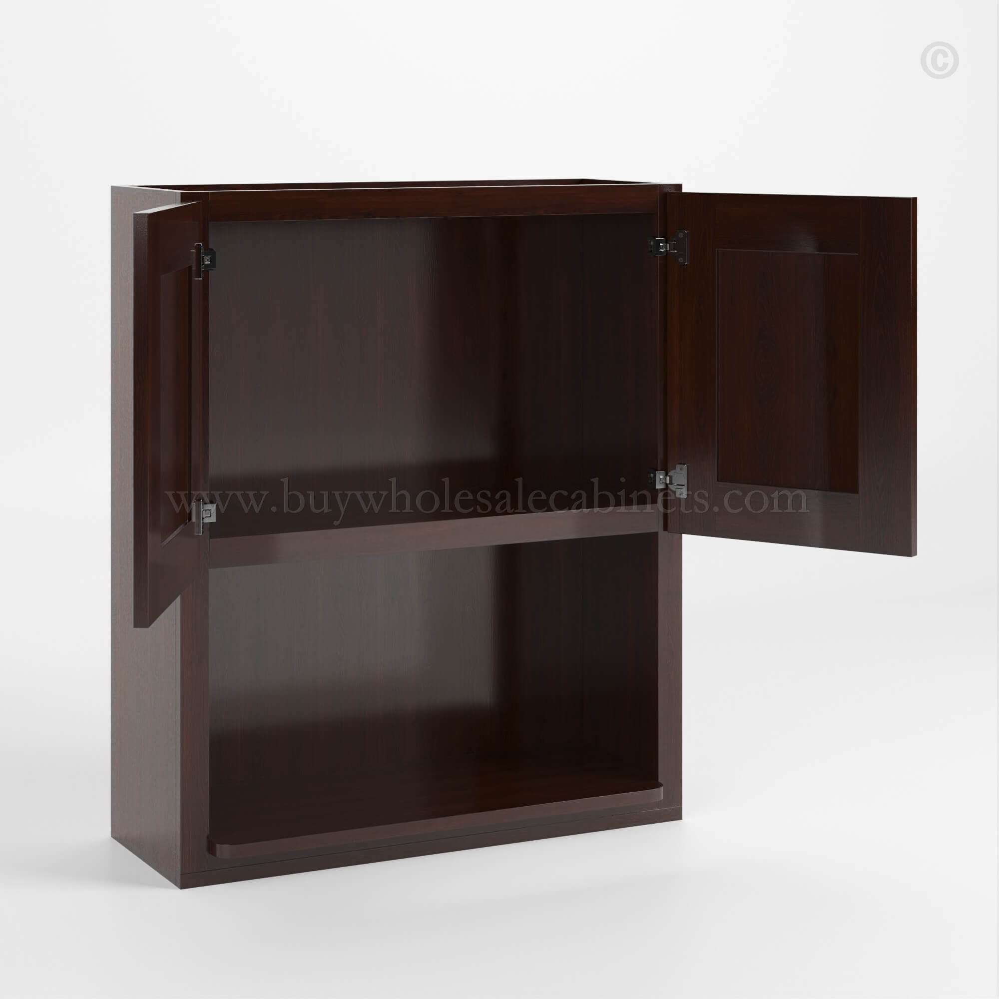 BB open Shaker Espresso Shaker Espresso Microwave Wall Cabinet