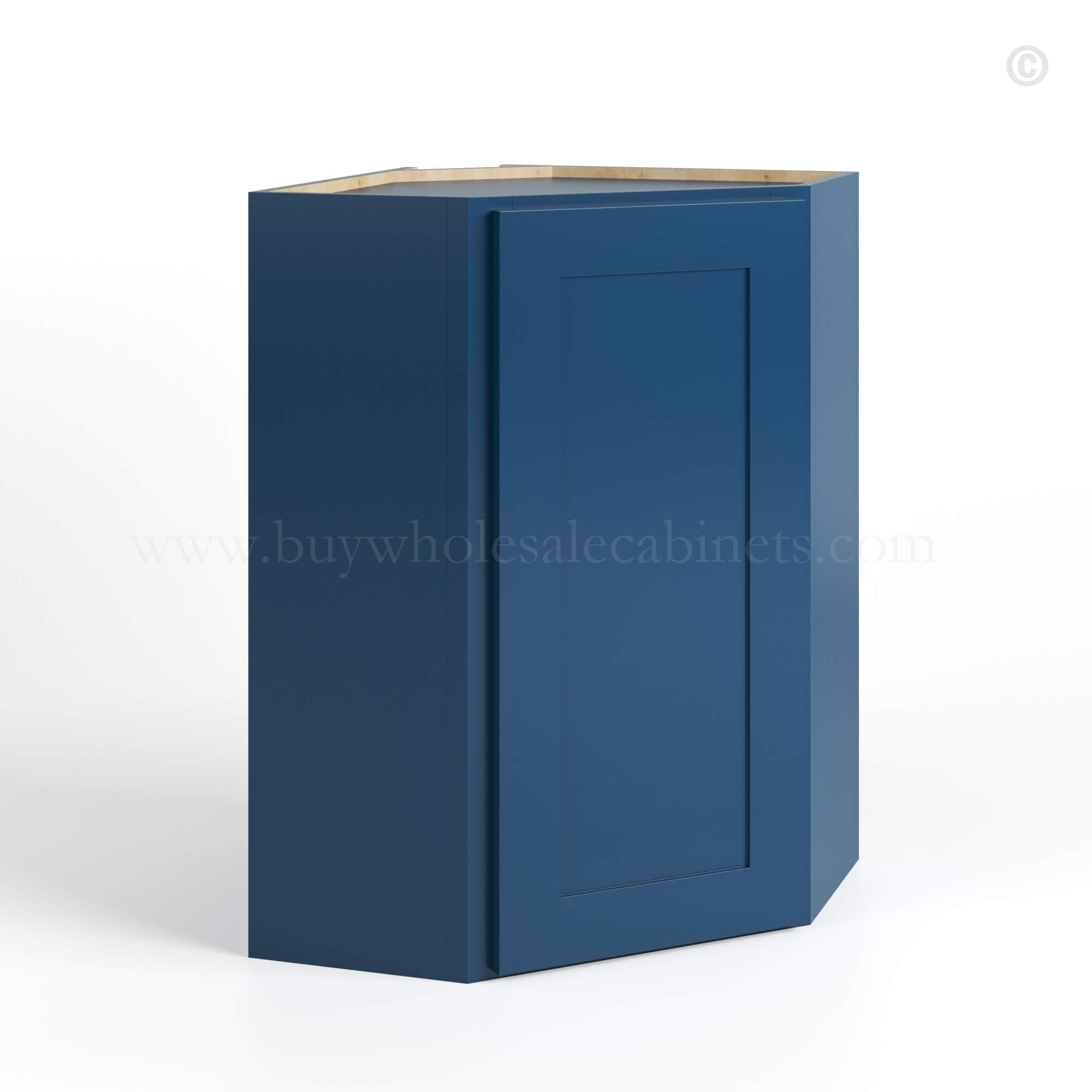 Navy Blue Shaker 24 Diagonal Corner Wall Cabinet, rta cabinets, wholesale cabinets