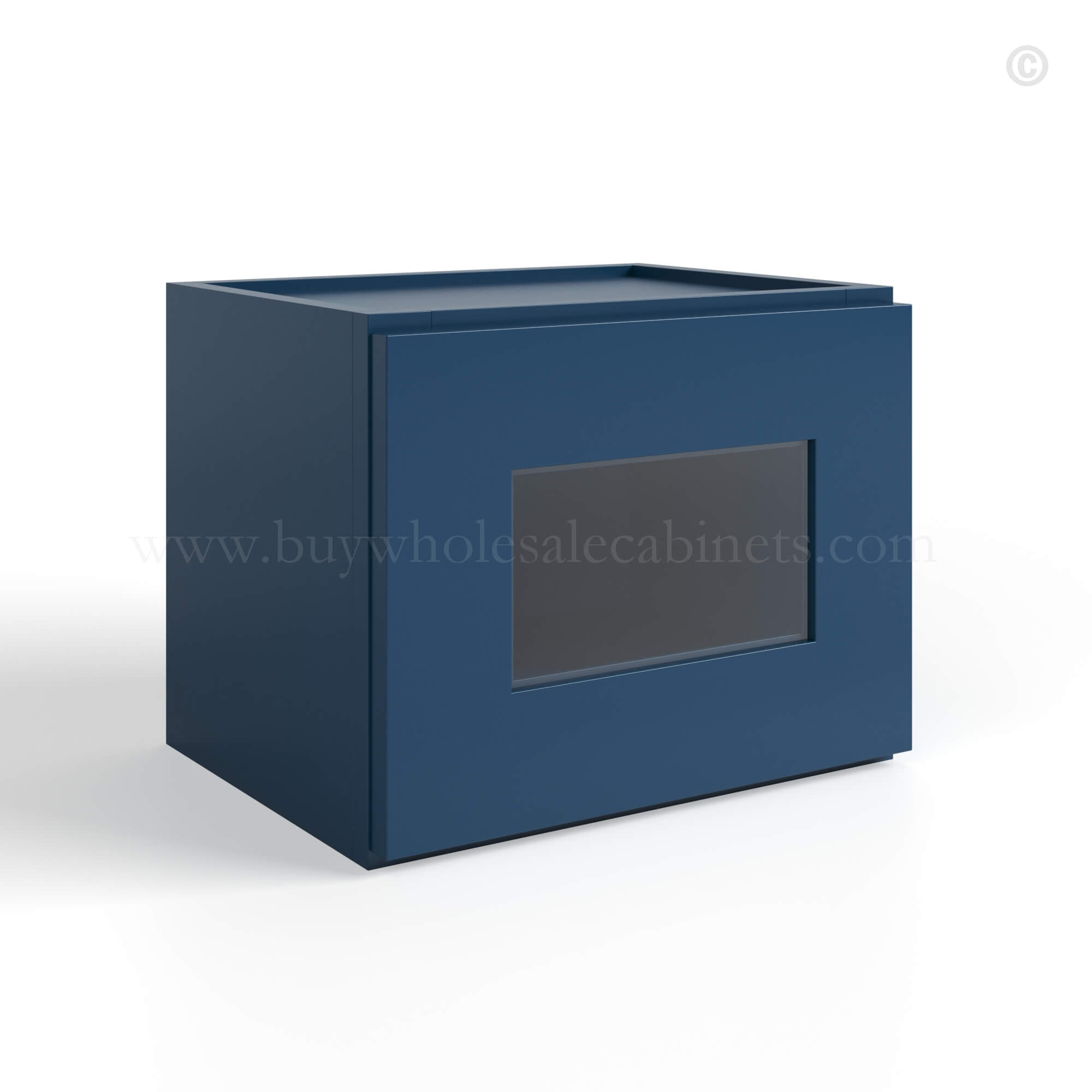 Navy Blue Shaker 12 H Single Door Wall Cabinet with Glass Door