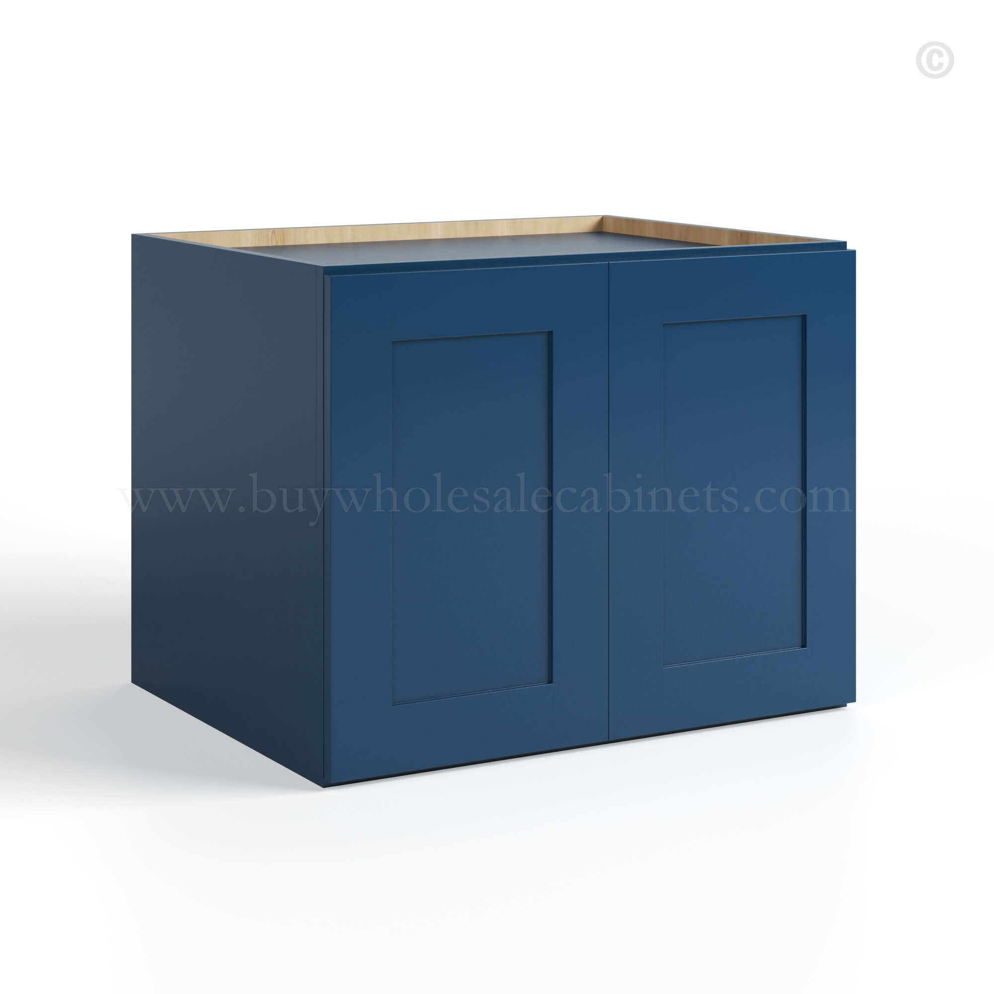Z closed Navy blue Navy Blue Shaker 24 H Refrigerator Wall Cabinet 24 Deep