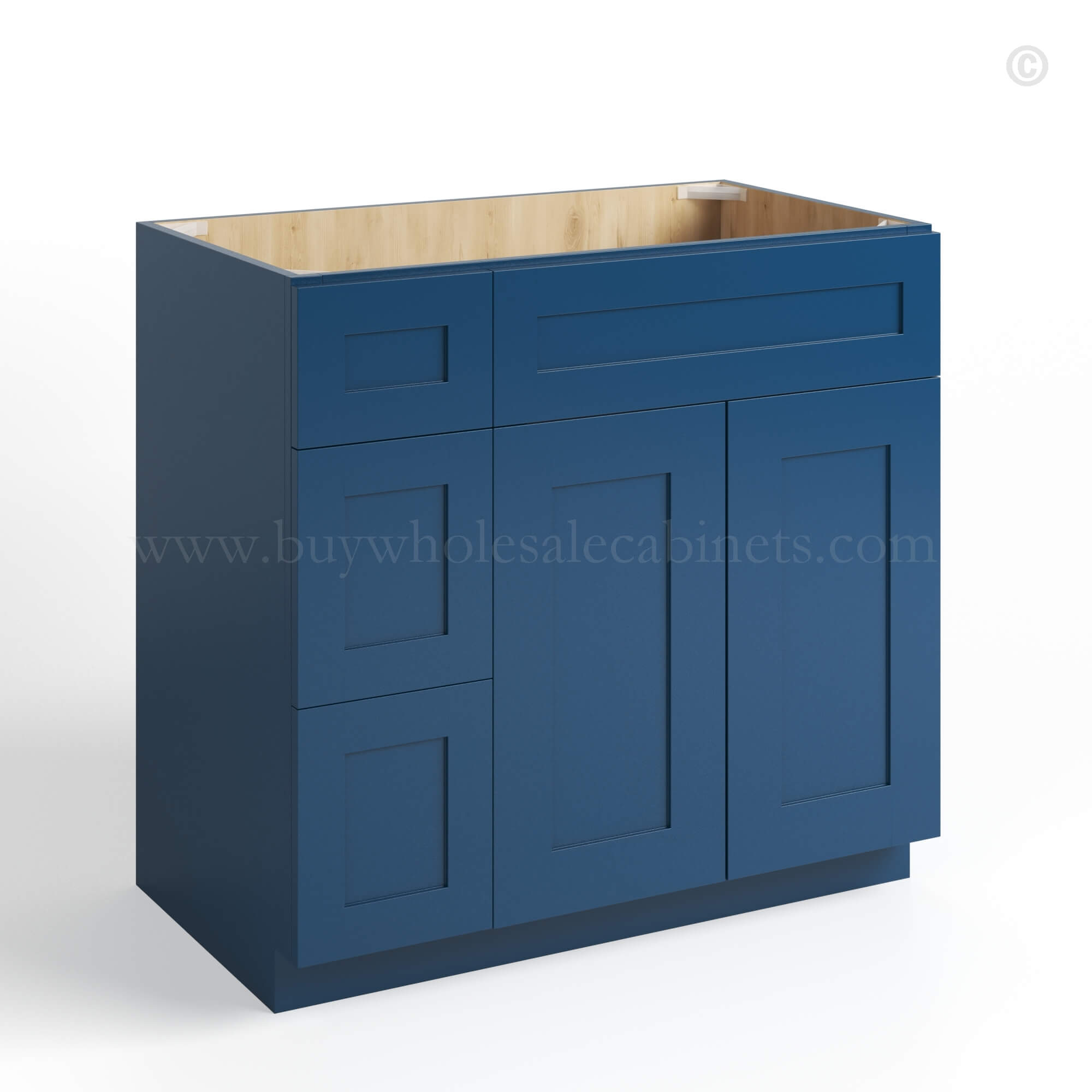 99 closed Navy blue Navy Blue Shaker 36 W Vanity Combo with Drawers