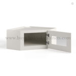 Dove White Slim Shaker Diagonal Corner Wall Shelf with Glass Door - Image 2