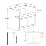 Dove White Slim Shaker Farmhouse Sink Base - Image 3