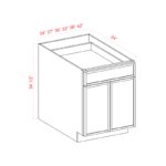 Dove White Slim Shaker Base Cabinet Double Door and Single Drawer - Image 3