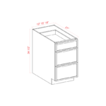 Dove White Slim Shaker Vanity Three Drawer Base Cabinet - Image 3