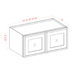 Dove White Slim Shaker 24"W Double Door Wall Cabinet with Glass Doors - Image 3