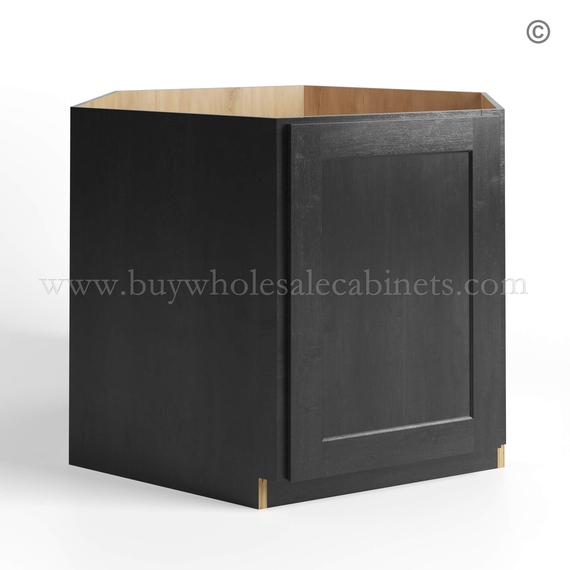 Charcoal Black Shaker Corner Sink Base Cabinet, black kitchen cabainets, rta cabinets