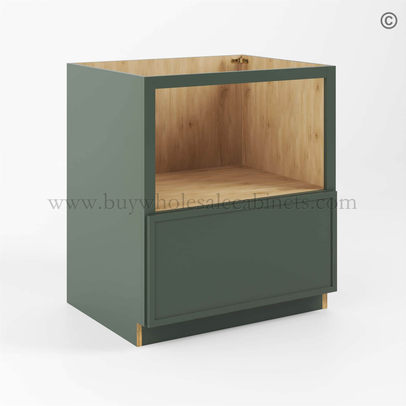 18 slim-shaker-green-base-microwave-cabinet-closed (1) Slim Shaker Green Base Microwave Cabinet - Image 1