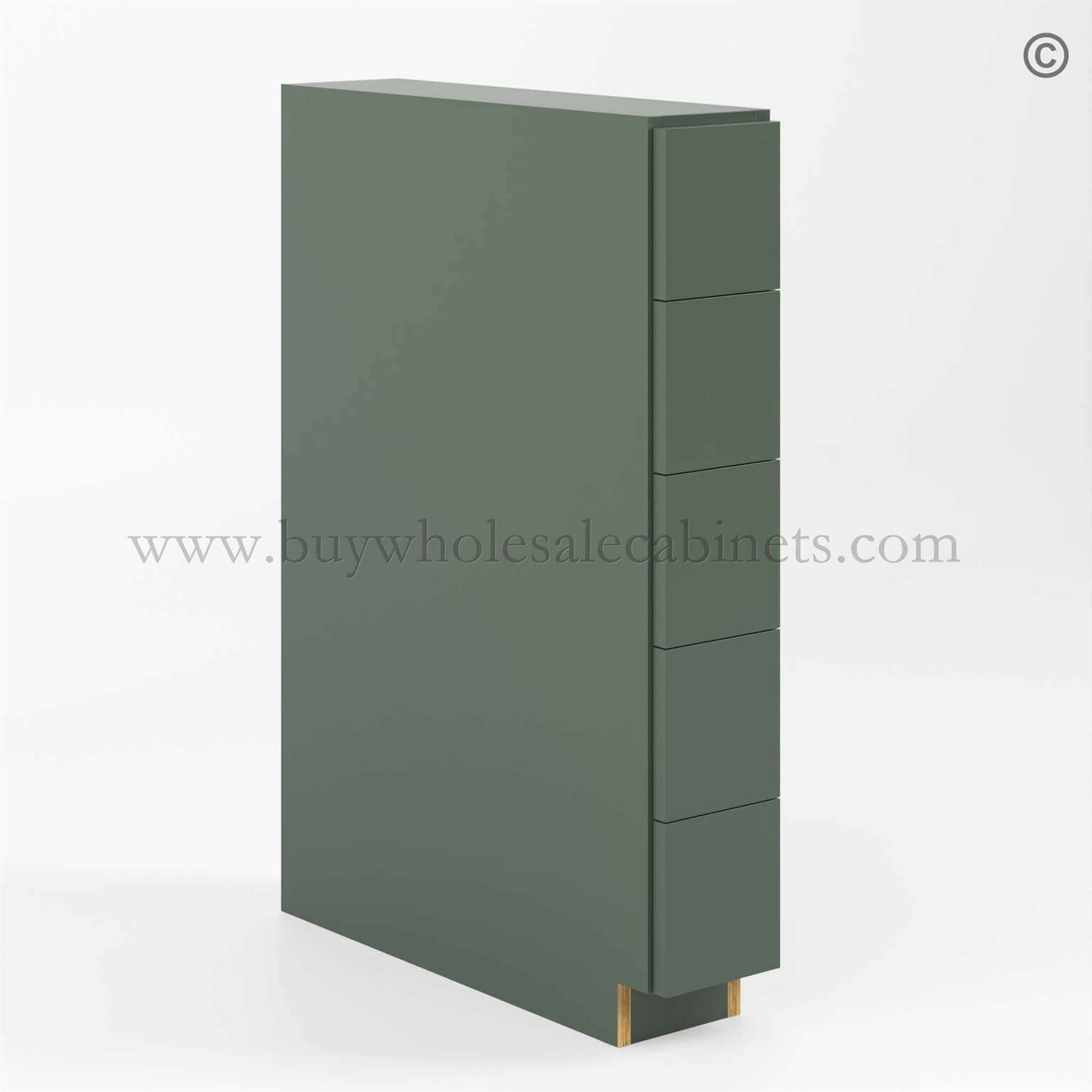 19 slim-shaker-green-base-spice-drawers-cabinet-with-five-drawers-closed (1) Slim Shaker Green Base Spice Drawers Cabinet - Image 1