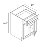 Charcoal Black Shaker Base Cabinet Double Door & Single Drawer - Image 3