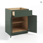 Slim Shaker Green Base Cabinet Double Door & Single Drawer - Image 2