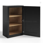 Charcoal Black Shaker Single Door Wall Cabinet 42"H - 12"D - Image 2
