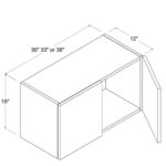 Frameless Gloss White Double Door Wall Microwave/Stove Bridge Cabinet 15"H - Image 3