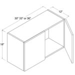 Frameless Gloss Gray Double Door Wall Microwave/Stove Bridge Cabinet 18"H - Image 3