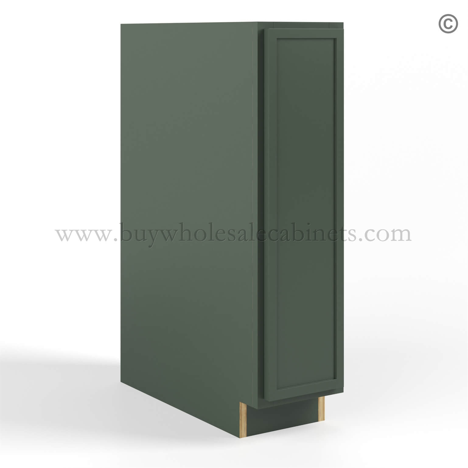 6 slim-shaker-green-base-cabinet-full-height-door-with-single-door-closed (1) Slim Shaker Green Full Height Door Base Cabinets Single Door - Image 1