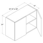 Frameless Gloss Gray Double Door Wall Microwave/Stove Bridge Cabinet 24'H - Image 3