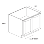 Dove White Slim Shaker Base Cabinet Double Doors Full Height - Image 3