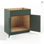 Slim Shaker Green Sink Base Double Door and 1 False Drawer - Image 2