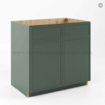 Slim Shaker Green Sink Base Double Door and Double False Drawer