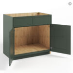 Slim Shaker Green Sink Base Double Door and Double False Drawer - Image 2