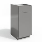 Gray High Gloss Frameless Trash Base Cabinet, rta cabinets, wholesale cabinets