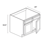 Slim Shaker Green Sink Base Double Door and Double False Drawer - Image 3