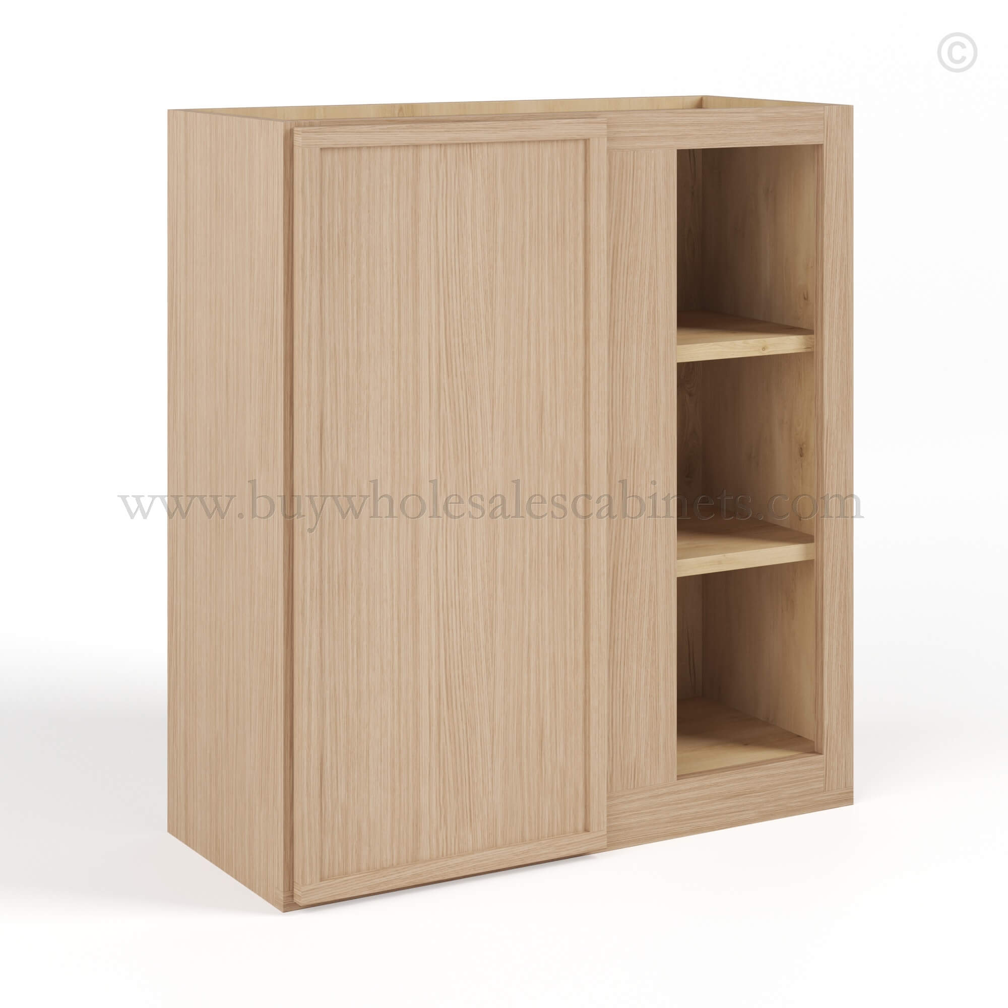 Slim Oak Shaker Blind Corner Wall Cabinet, rta cabinets, wholesale cabinets