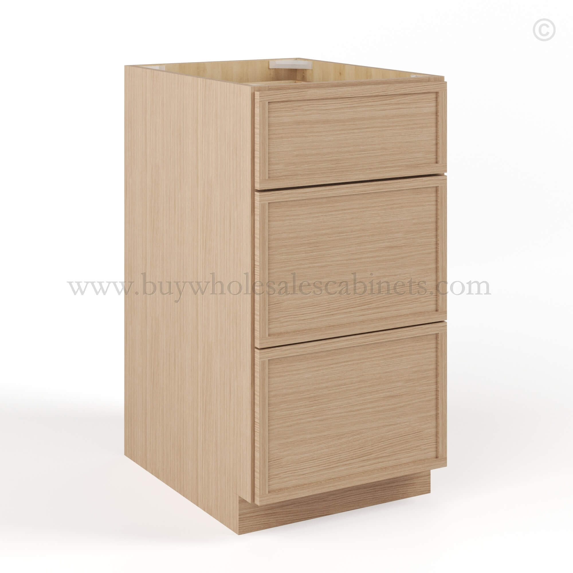 Slim Oak Shaker Three Drawers Base, rta cabinets, wholesale cabinets