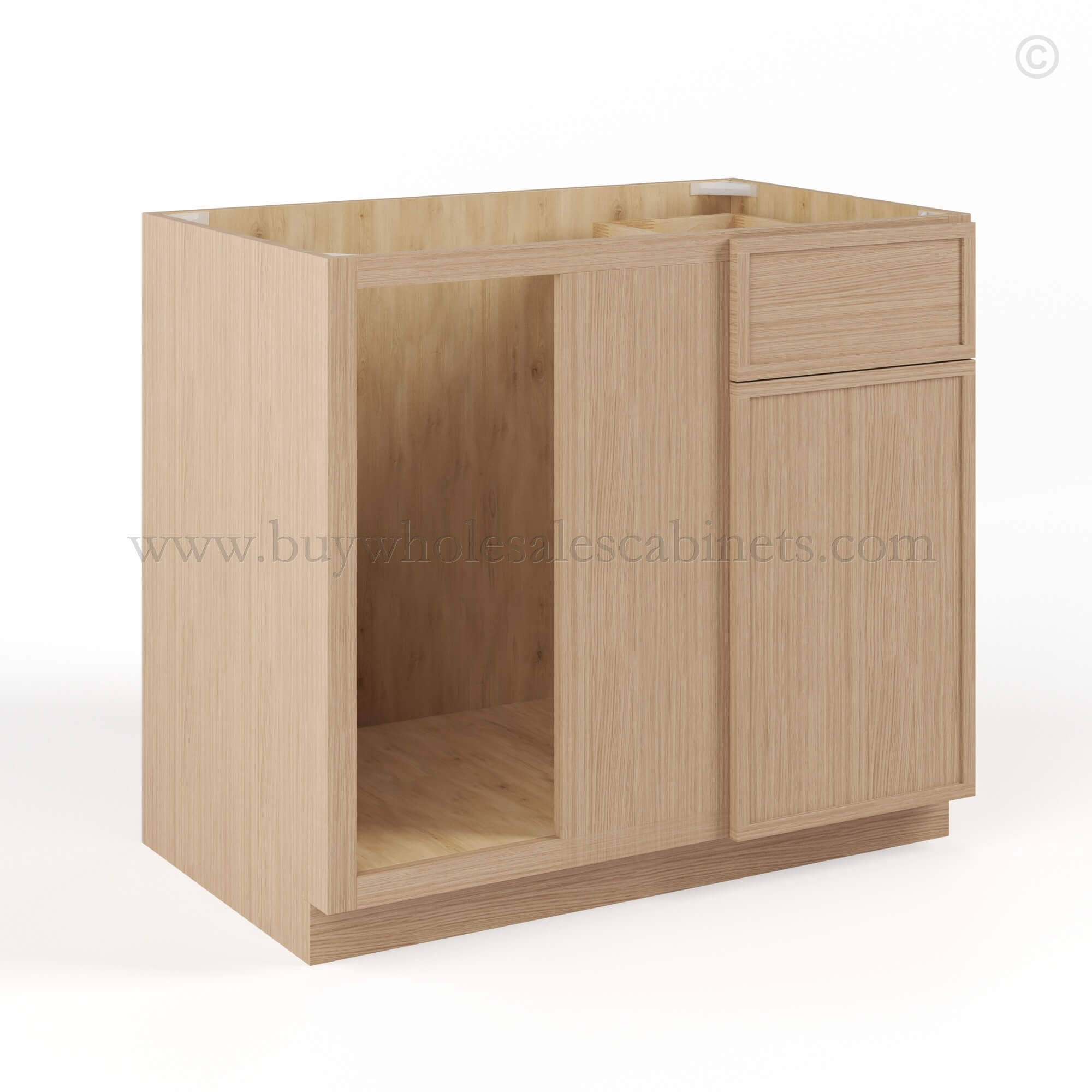 Slim Oak Shaker Blind Corner Base Cabinet, rta cabinets, wholesale cabinets