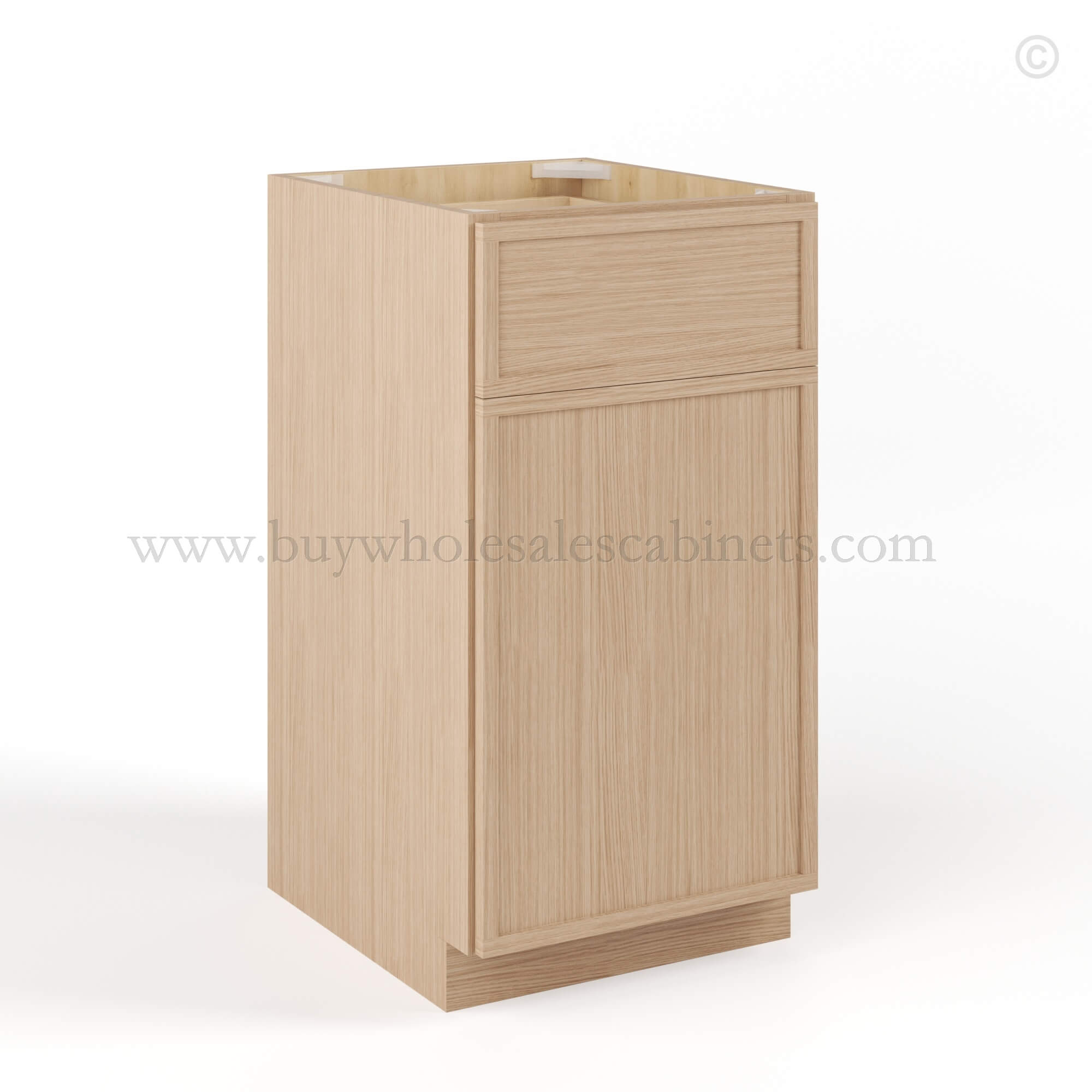 Slim Oak Shaker Trash Base Cabinet
