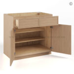 Slim Oak Shaker Base Cabinet Double Doors and Drawers - Image 2