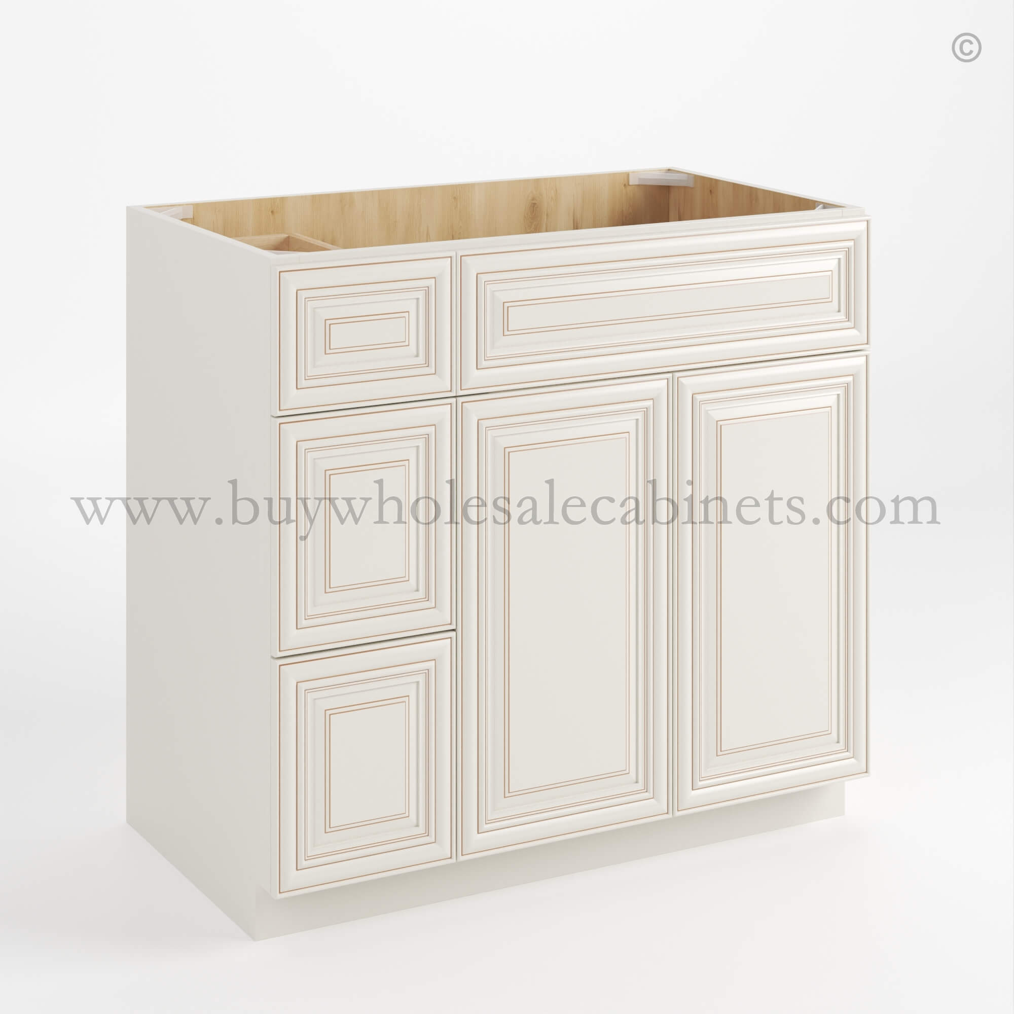 9 closed Charleston White Charleston White Raised Panel 36" W Vanity Combo with Drawers - Image 1