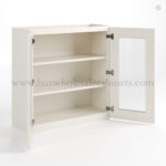 Charleston White Raised Panel 30" H Double Door Wall Cabinet with Glass Door - Image 2