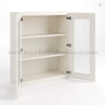Charleston White Raised Panel 36" H Double Door Wall Cabinet with Glass Doors - Image 2