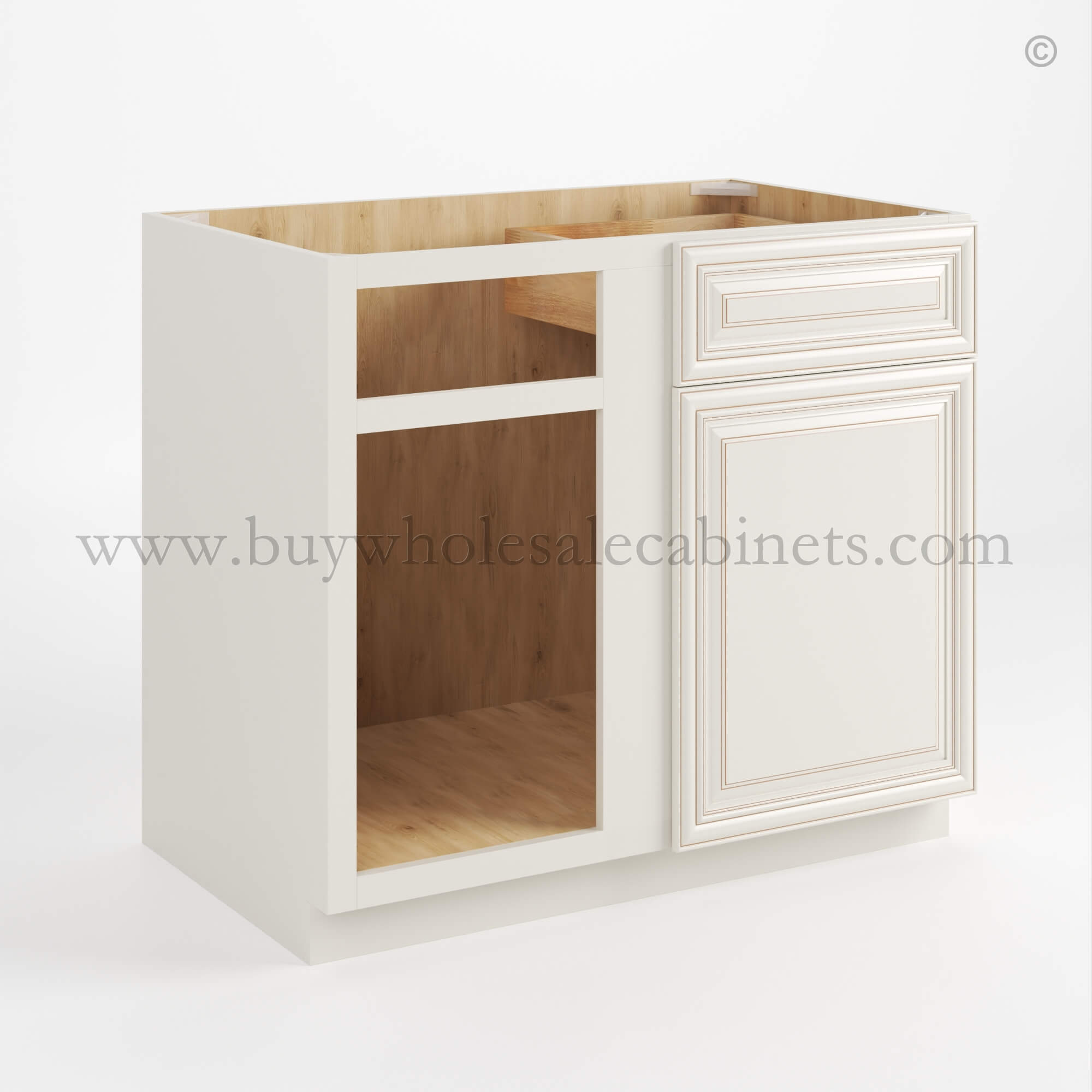 LL closed Charleston White Charleston White Raised Panel Blind Corner Base Cabinet (L/R interchangeable) - Image 1