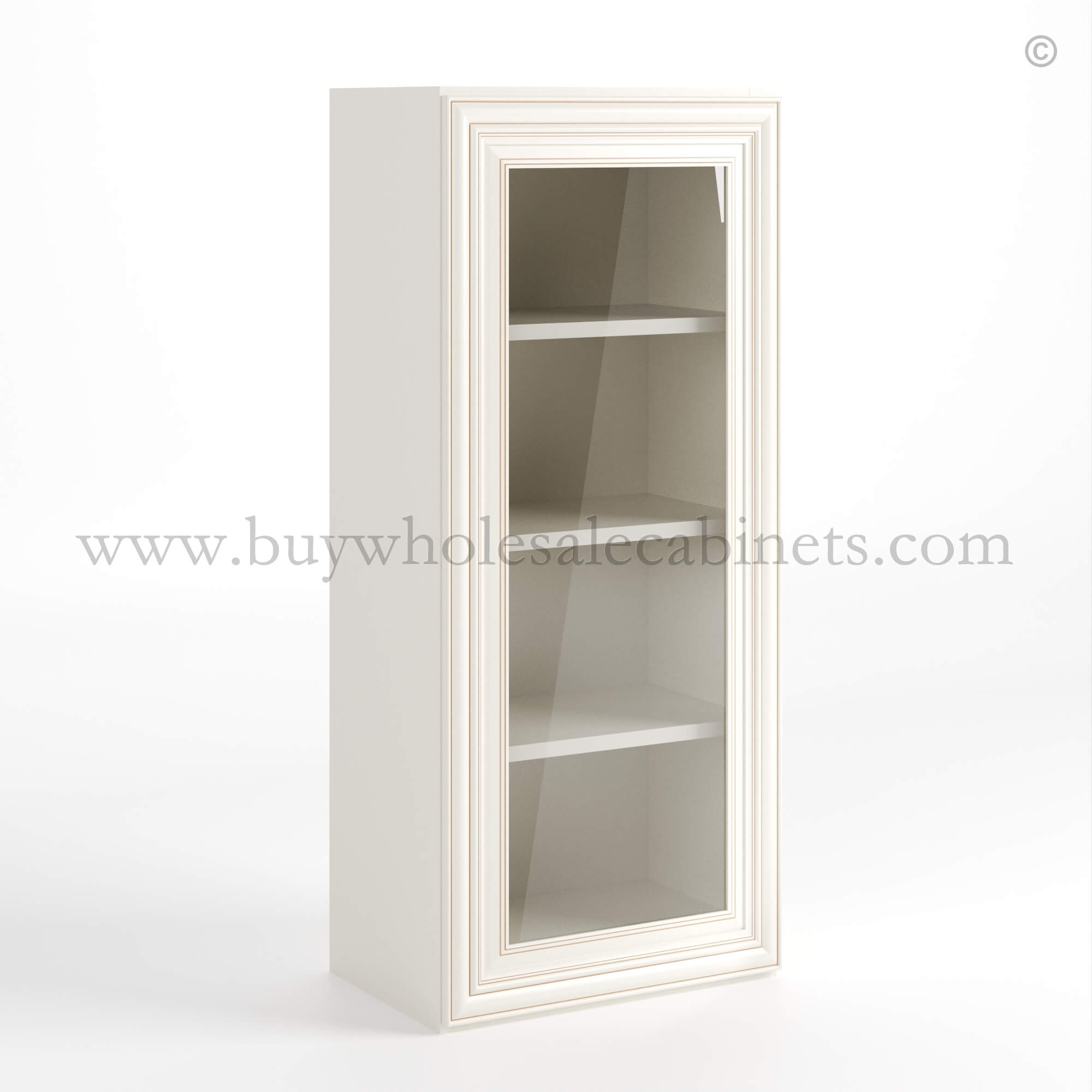 N closed Charleston White Charleston White Raised Panel 42" H Single Door Wall Cabinet with Glass Door - Image 1