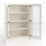 Charleston White Raised Panel 42" H Double Door Wall Cabinet with Glass Doors - Image 2