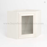 Charleston White Raised Panel 12 x 24 Diagonal Corner Wall Cabinet with Glass Door