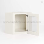 Charleston White Raised Panel 12 x 24 Diagonal Corner Wall Cabinet with Glass Door - Image 2