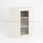 Charleston White Raised Panel 24 Diagonal Corner Wall Cabinet with Glass Door
