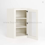 Charleston White Raised Panel 24" Diagonal Corner Wall Cabinet with Glass Door - Image 2