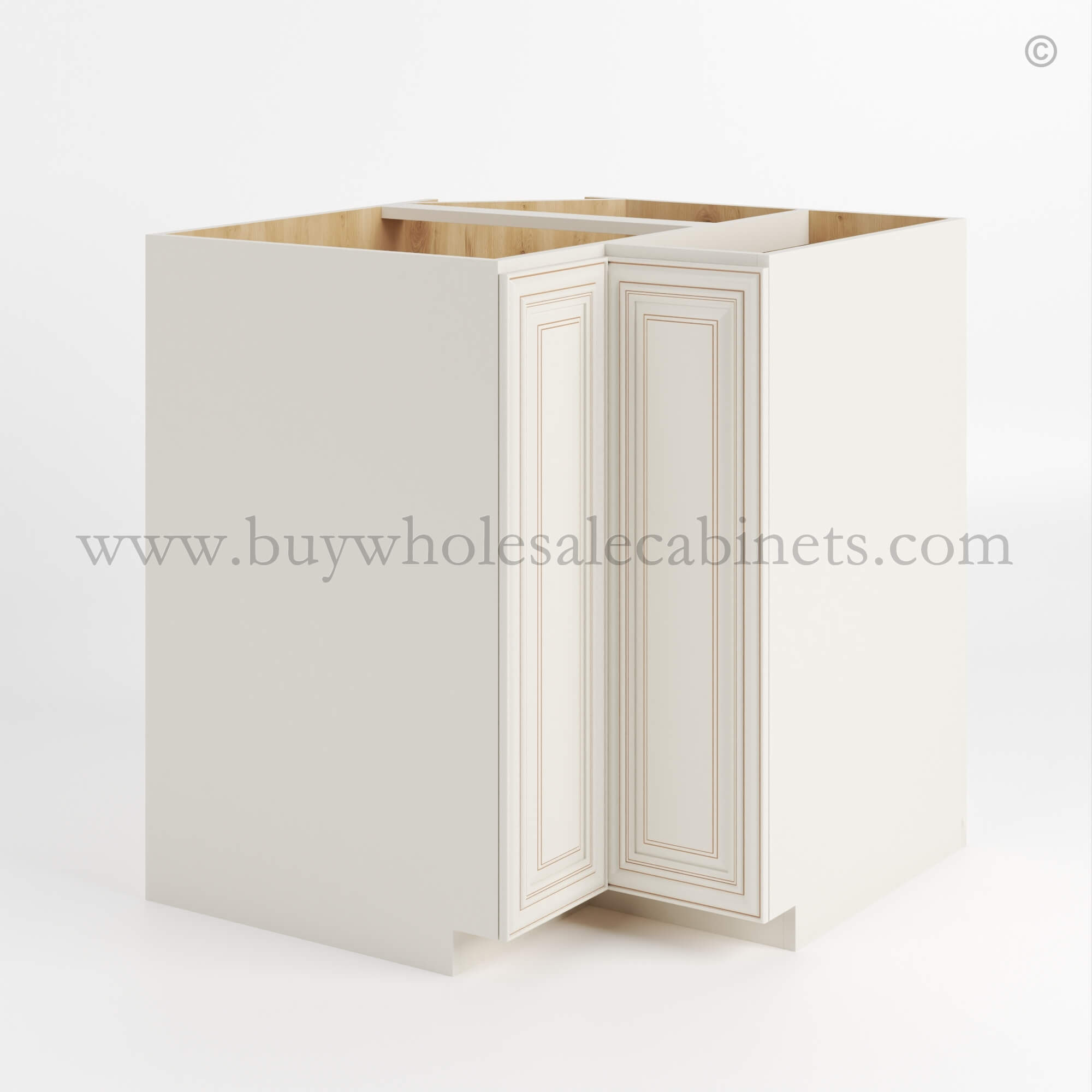SS closed Charleston White Charleston White Raised Panel Lazy Susan Base Cabinet - Image 1
