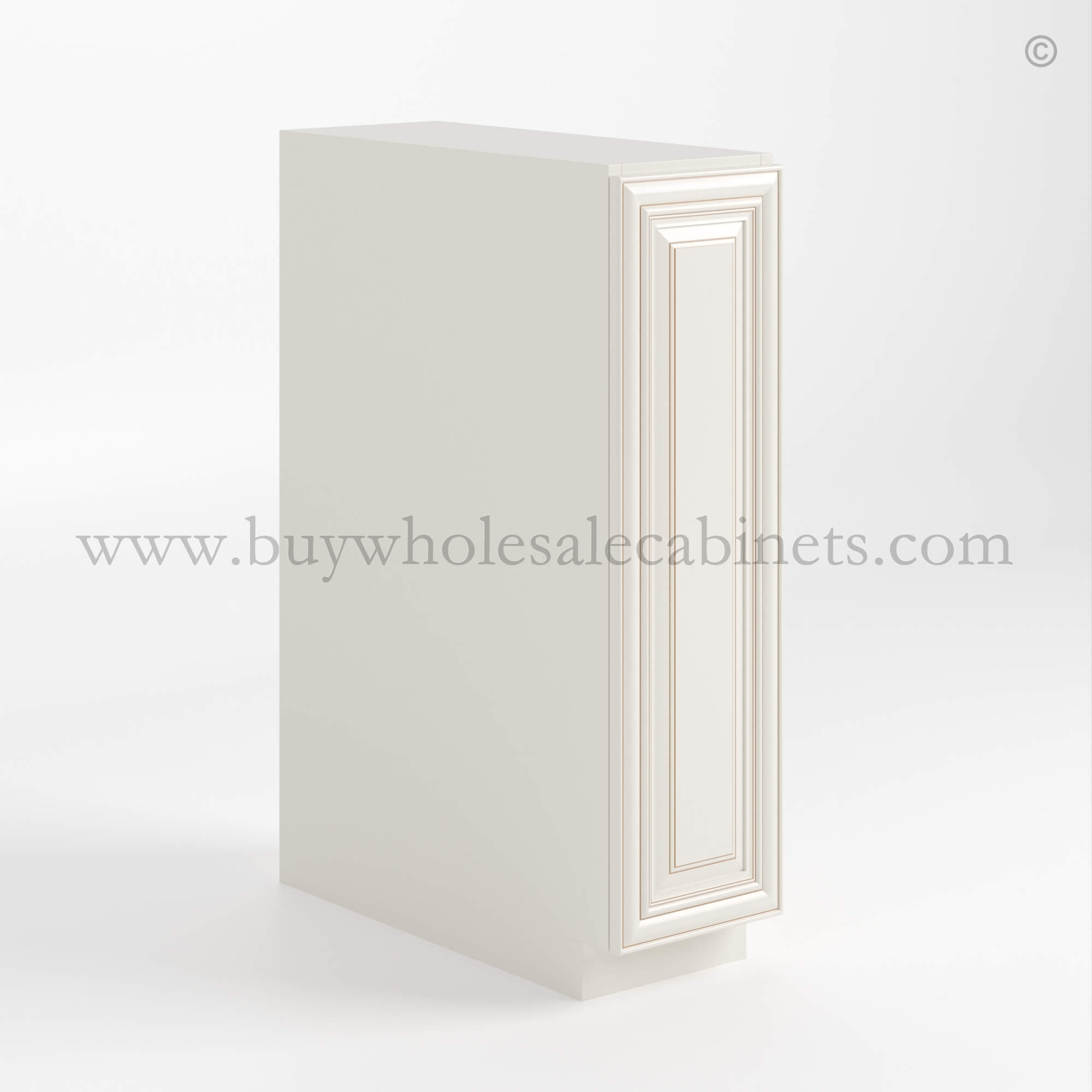 YY closed Charleston White Charleston White Raised Panel Spice Pull Base Cabinet