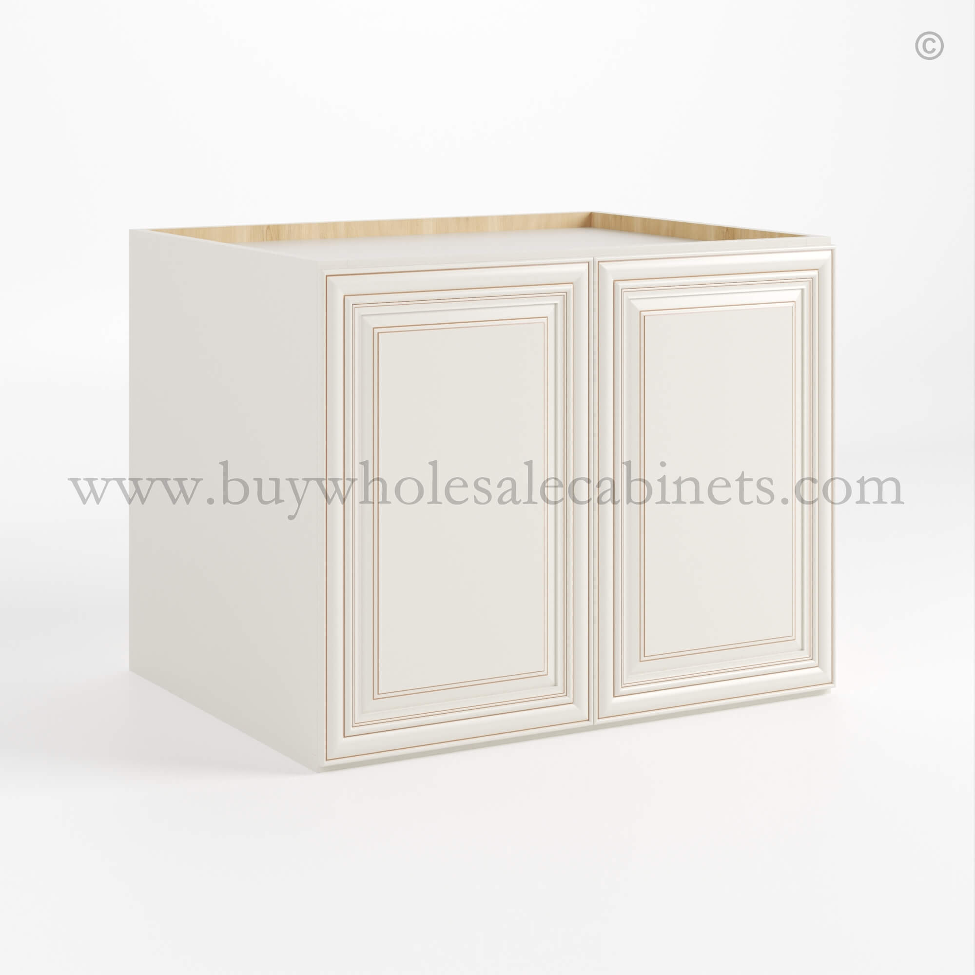 Z closed Charleston White Charleston White Raised Panel 24" H Refrigerator Wall Cabinet 24" Deep - Image 1