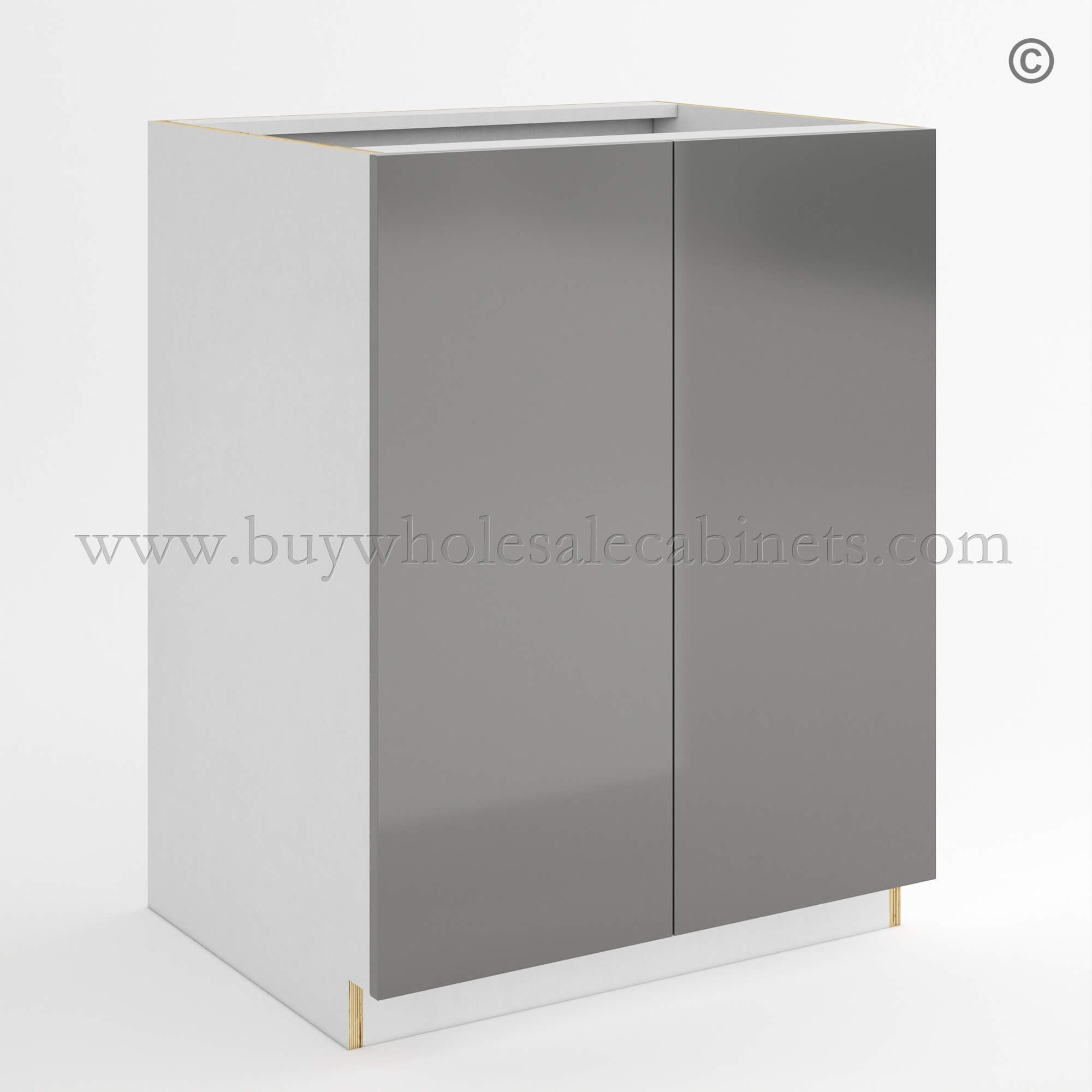 28b-frameless-high-gloss-gray-full-height-door-base-cabinet-30_w-closed Frameless Gloss Gray Full Height Double Door Base Cabinet, wholesale cabinets, base cabinets